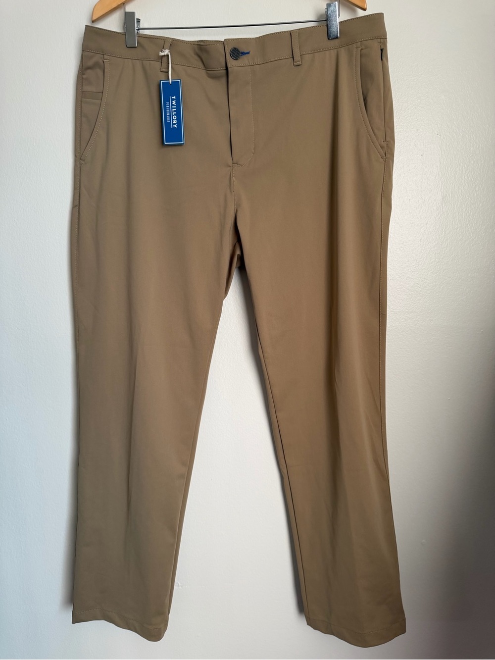 Twillory Performance Pants Khakis Tan Men Size 38x32 Straight Stretch